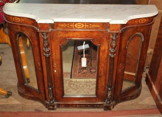 Victorian inlaid walnut chiffonier, with marble top